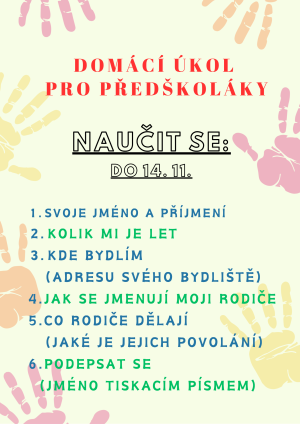 ÚKOL PRO PŘEDŠKOLÁKY